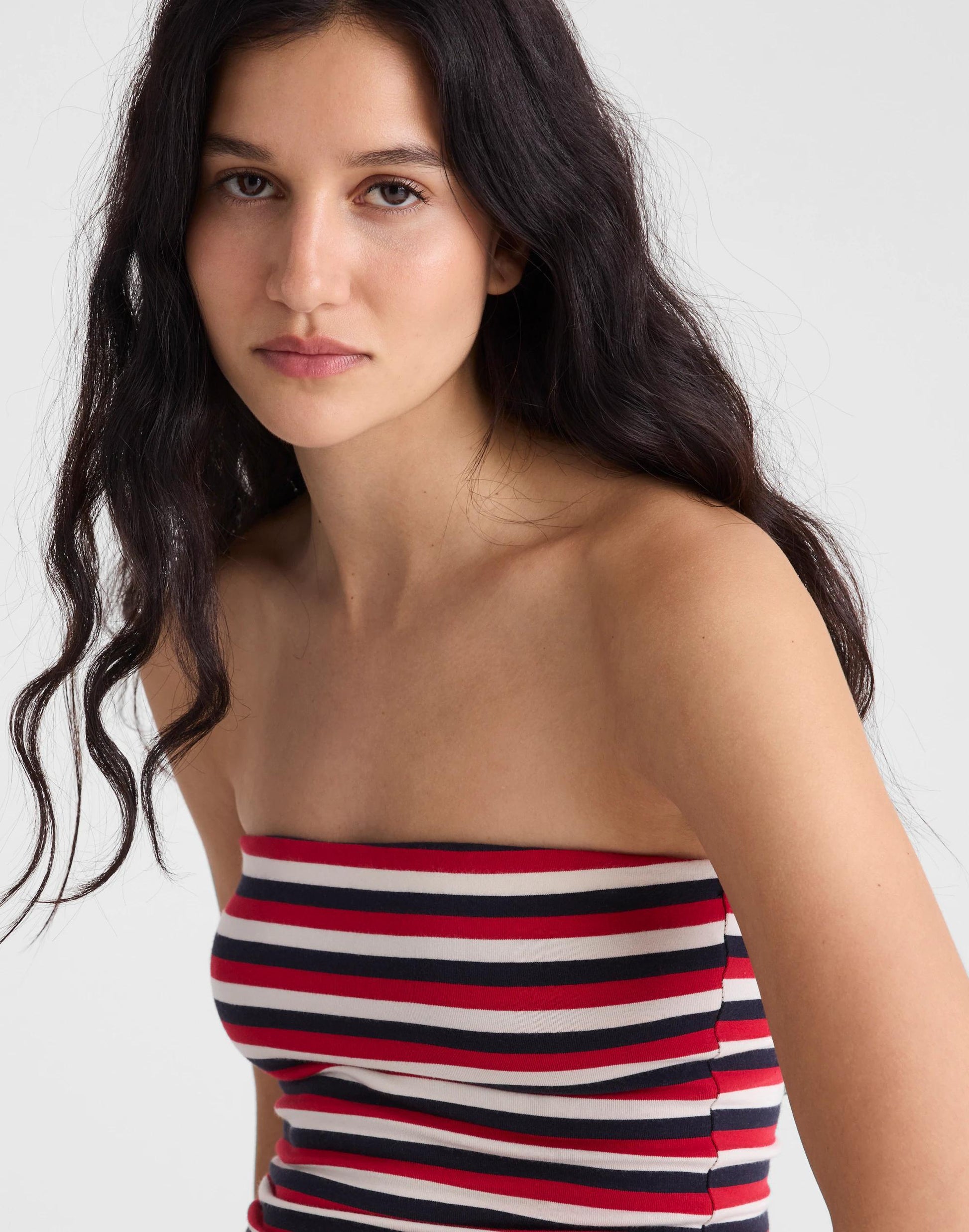 Knit Tube Top Varisty Red Tricolor Stripe | Madewell