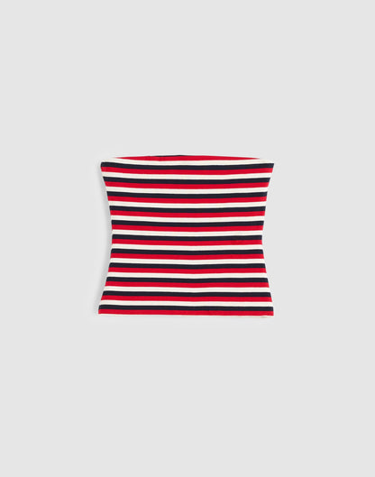 Knit Tube Top Varisty Red Tricolor Stripe | Madewell