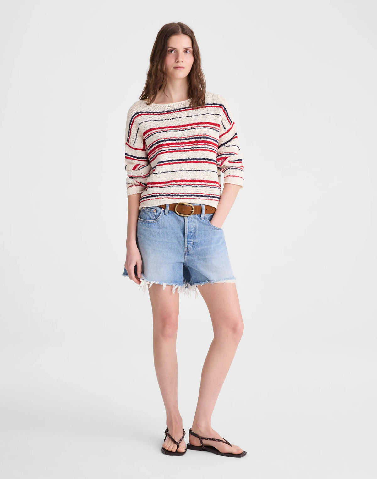 Boatneck Pullover Sweater Ivory Stripe | Madewell