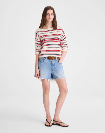 Boatneck Pullover Sweater Ivory Stripe | Madewell
