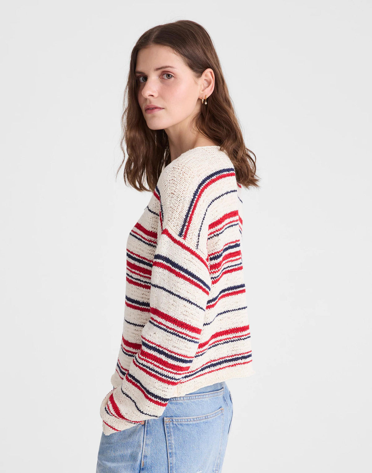 Boatneck Pullover Sweater Ivory Stripe | Madewell