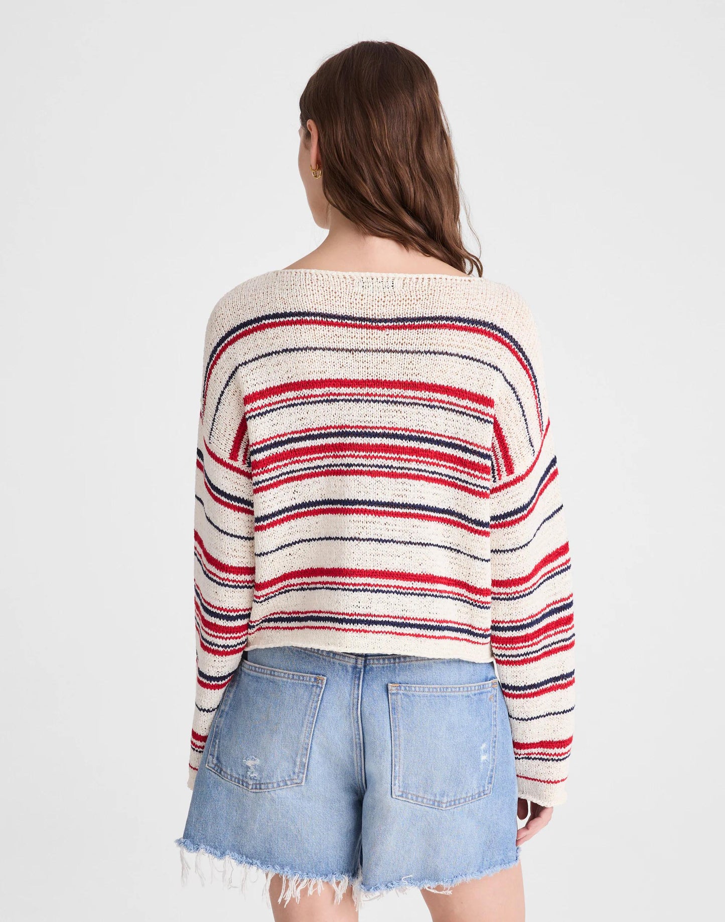 Boatneck Pullover Sweater Ivory Stripe | Madewell