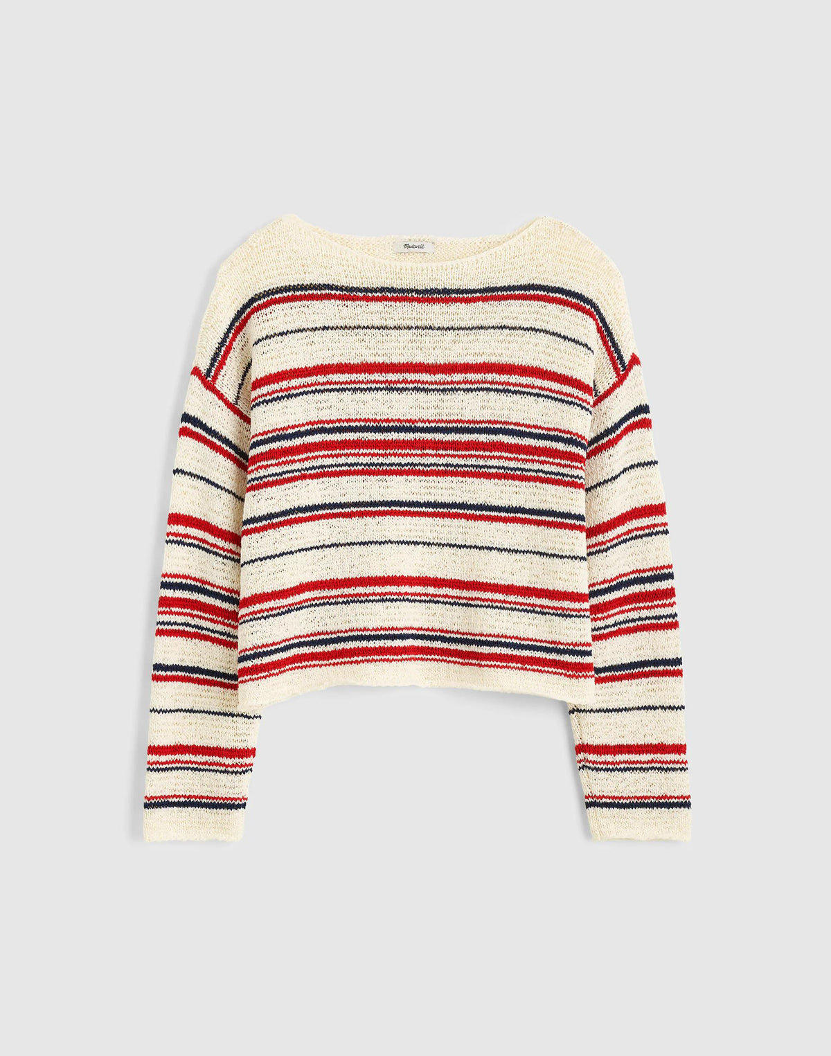 Boatneck Pullover Sweater Ivory Stripe | Madewell