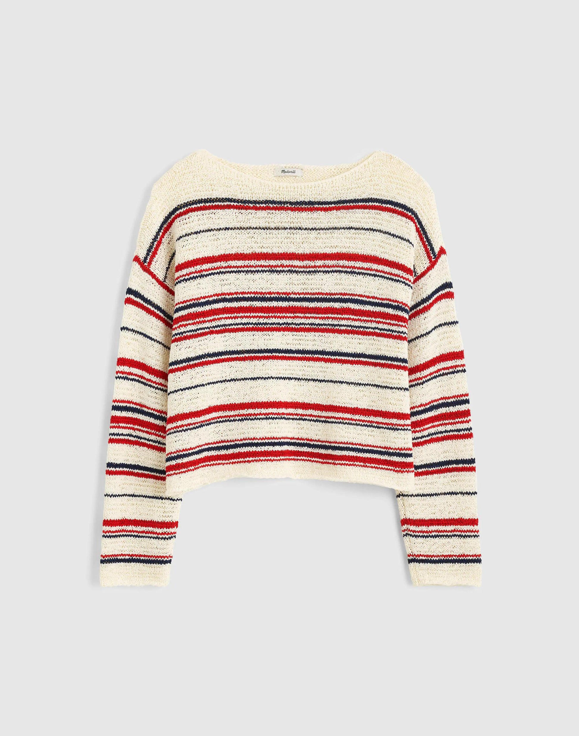 Boatneck Pullover Sweater Ivory Stripe | Madewell