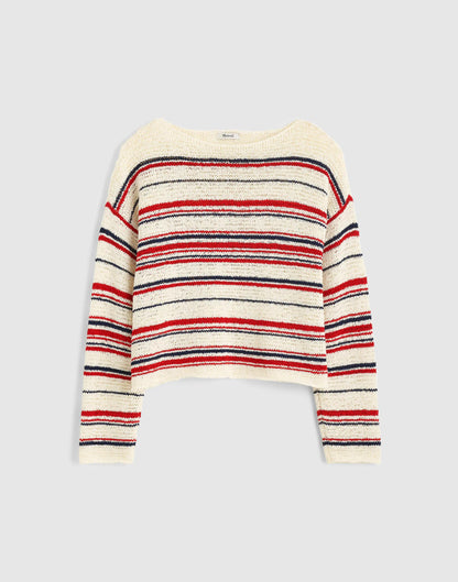 Boatneck Pullover Sweater Ivory Stripe | Madewell