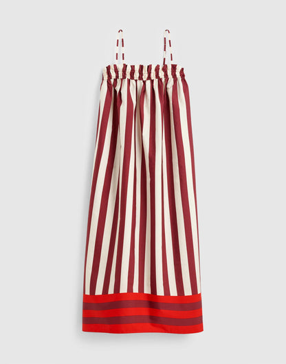 Ruffle A-Line Midi Dress in Stripe Dusty Merlot | Madewell