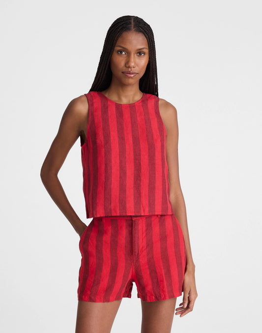 Tie-Back Shell Top in 100% Linen Enamel Red | Madewell