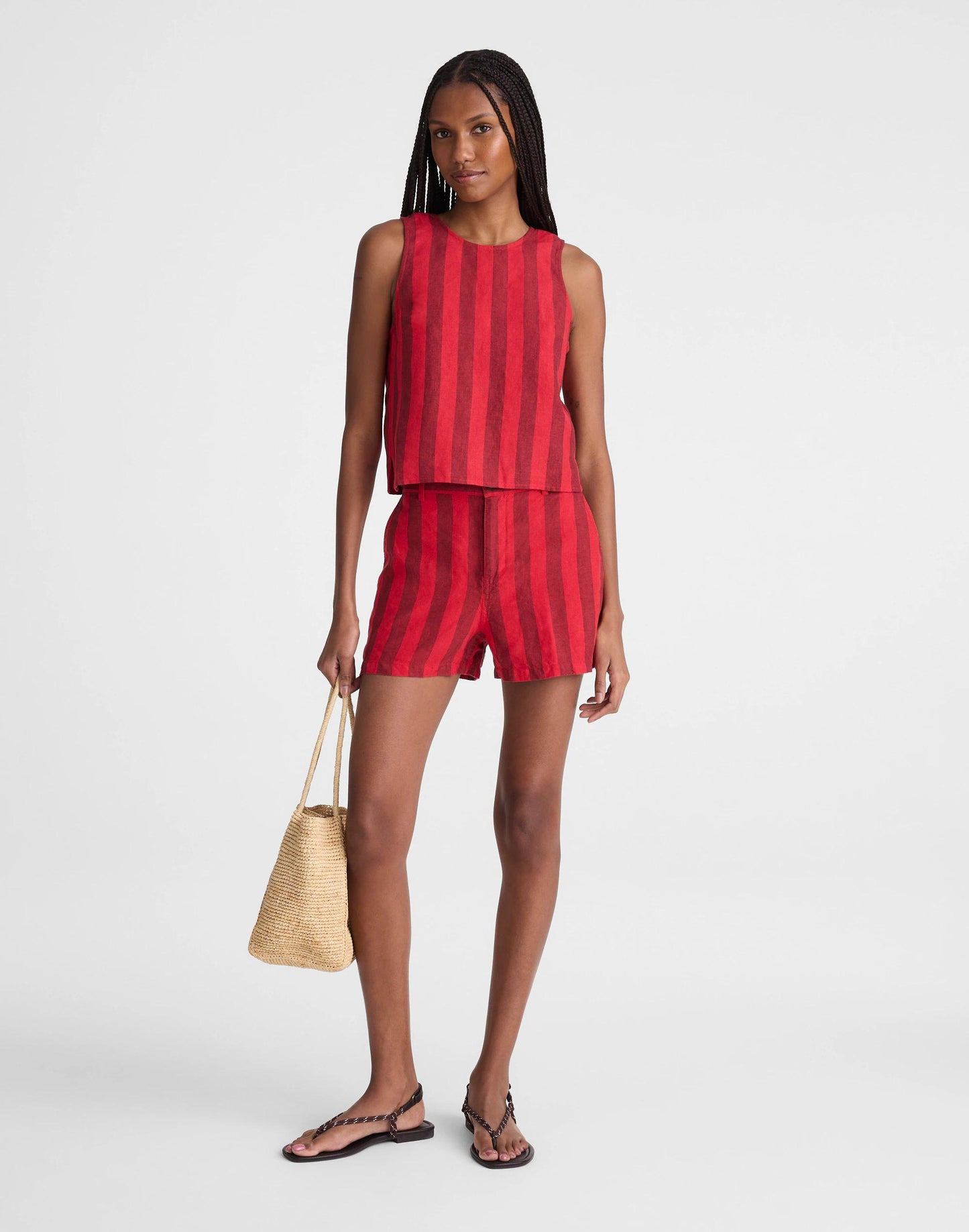 Tie-Back Shell Top in 100% Linen Enamel Red | Madewell