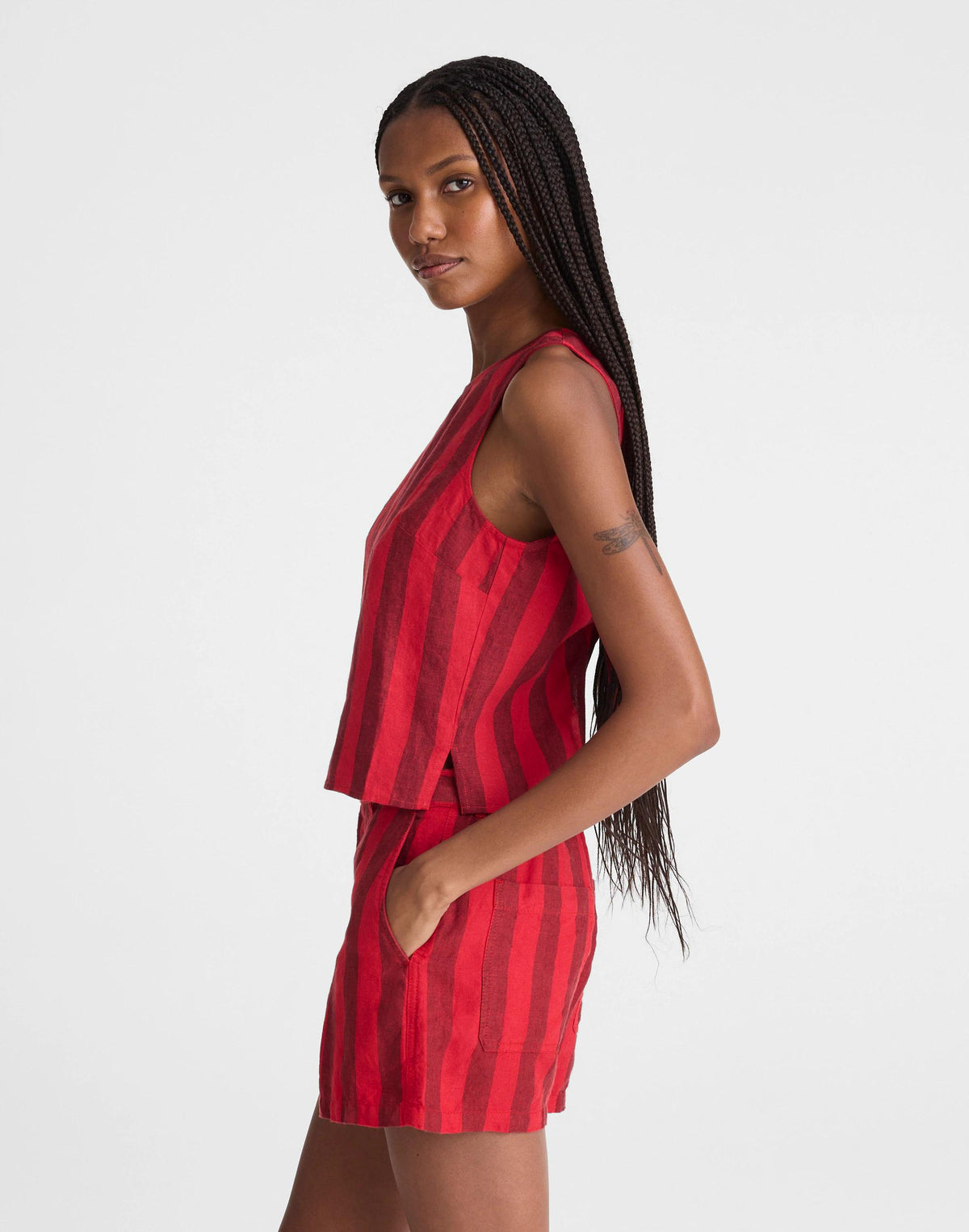 Tie-Back Shell Top in 100% Linen Enamel Red | Madewell