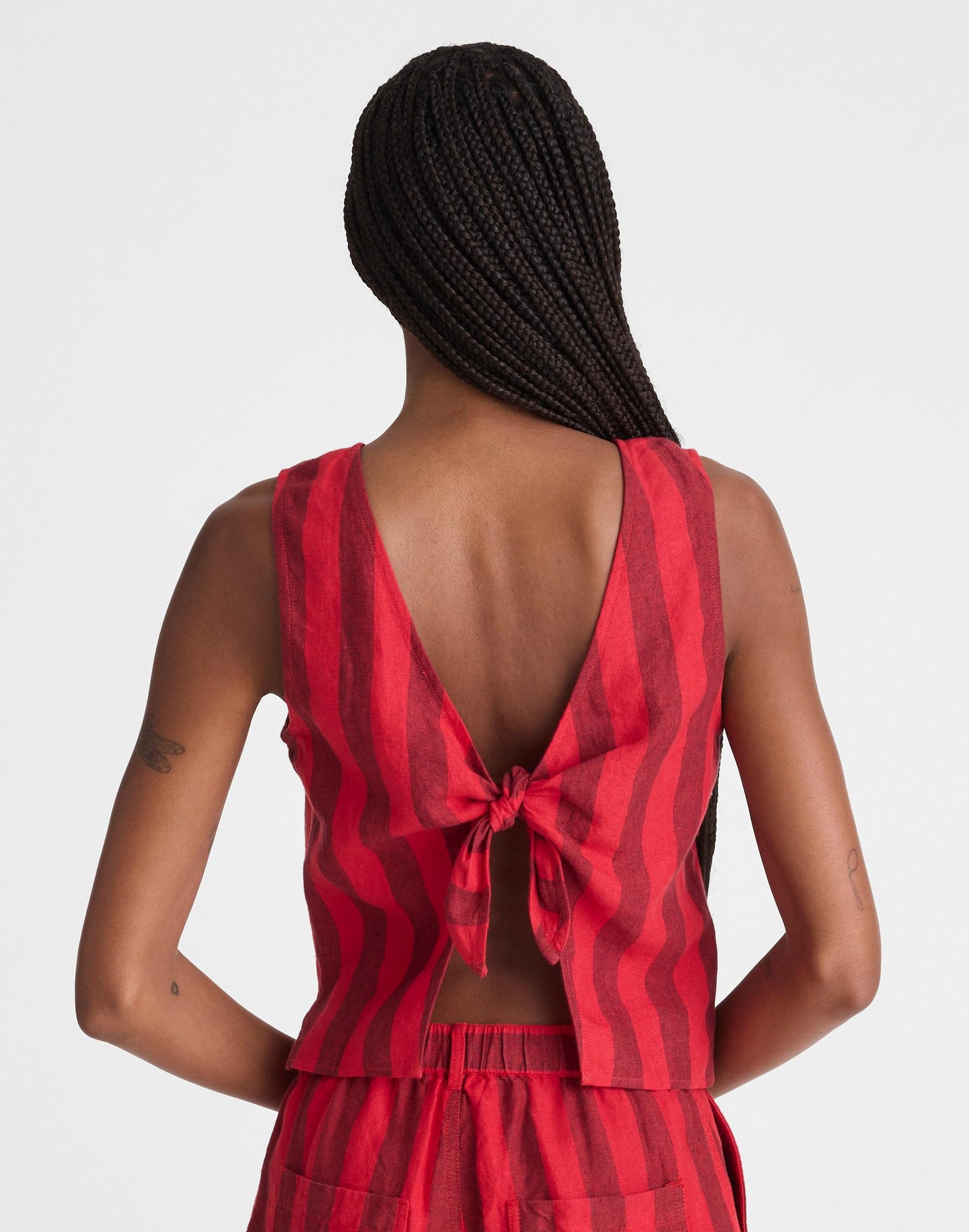 Tie-Back Shell Top in 100% Linen Enamel Red | Madewell