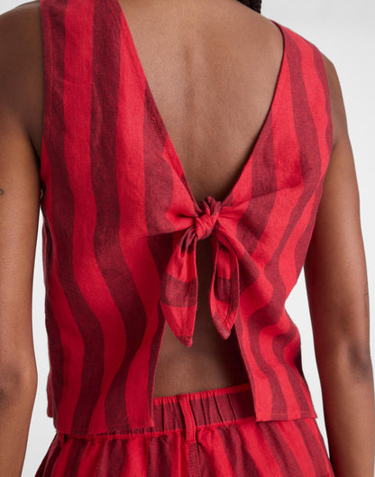 Tie-Back Shell Top in 100% Linen Enamel Red | Madewell
