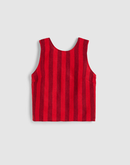Tie-Back Shell Top in 100% Linen Enamel Red | Madewell