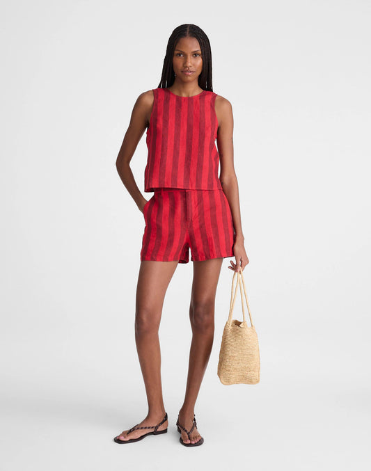 The Zoe Short in 100% Linen Enamel Red | Madewell