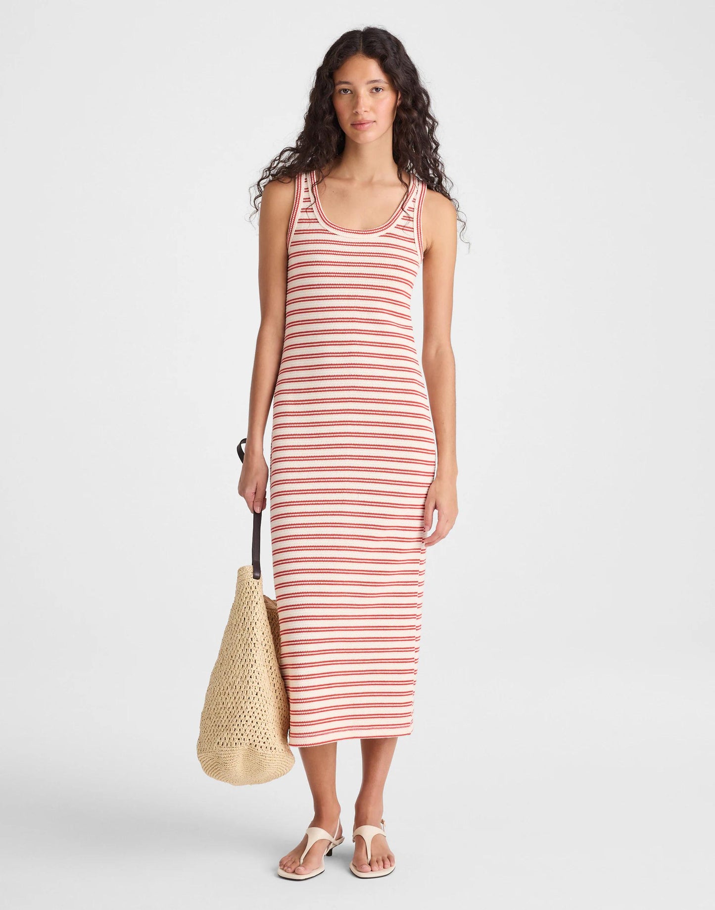 Scoopneck Tank Maxi Dress Red Stripe Jacquard | Madewell