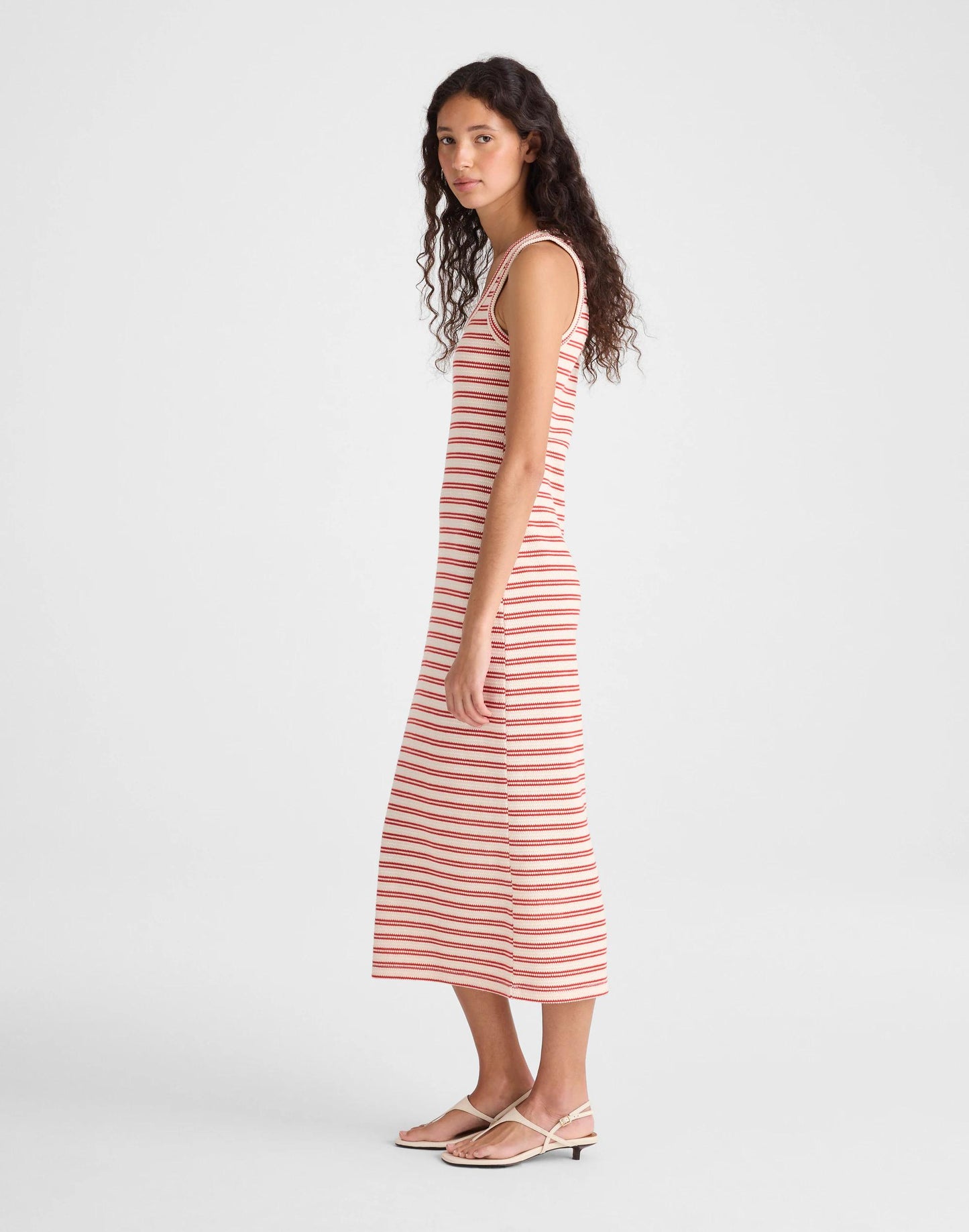 Scoopneck Tank Maxi Dress Red Stripe Jacquard | Madewell