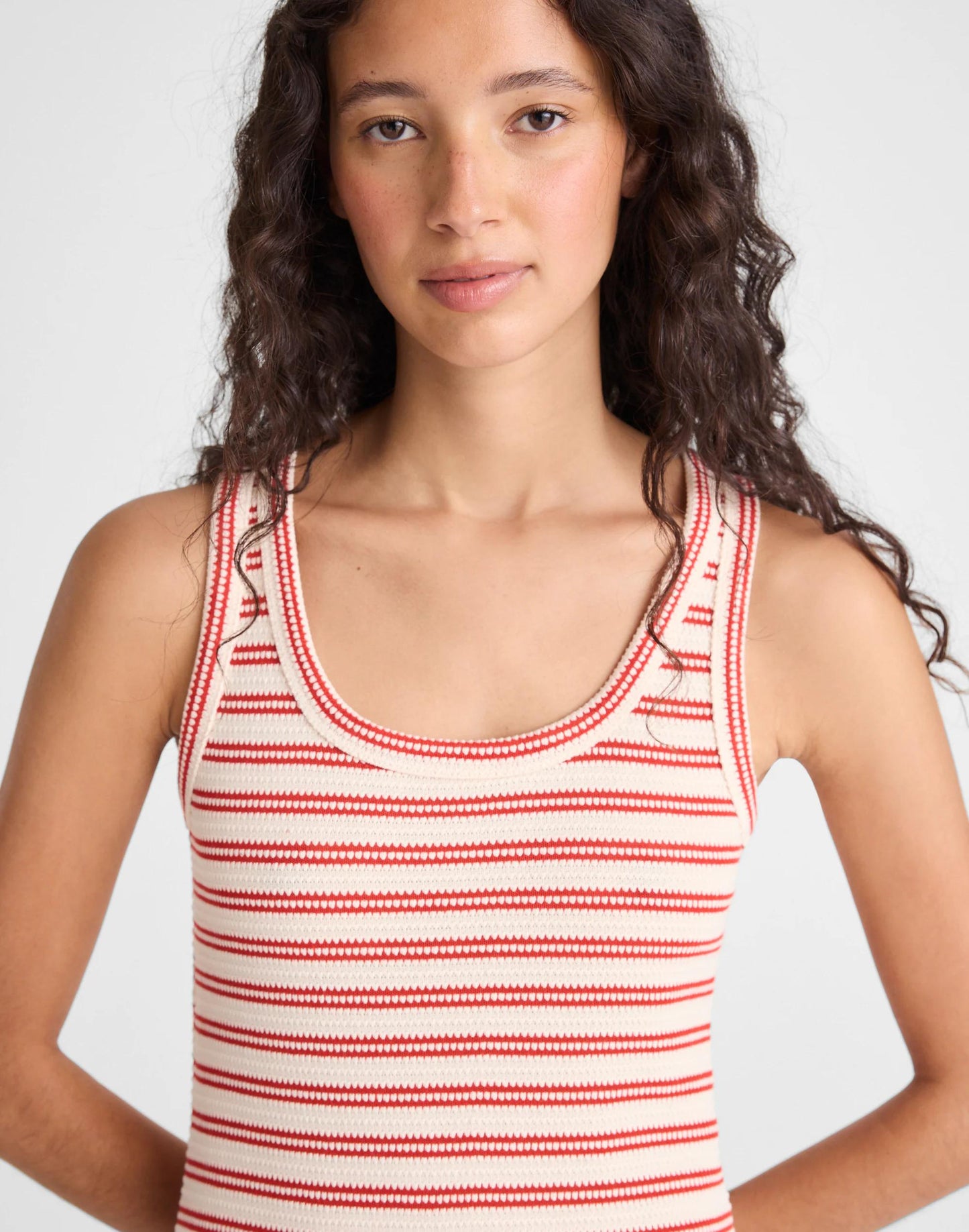 Scoopneck Tank Maxi Dress Red Stripe Jacquard | Madewell