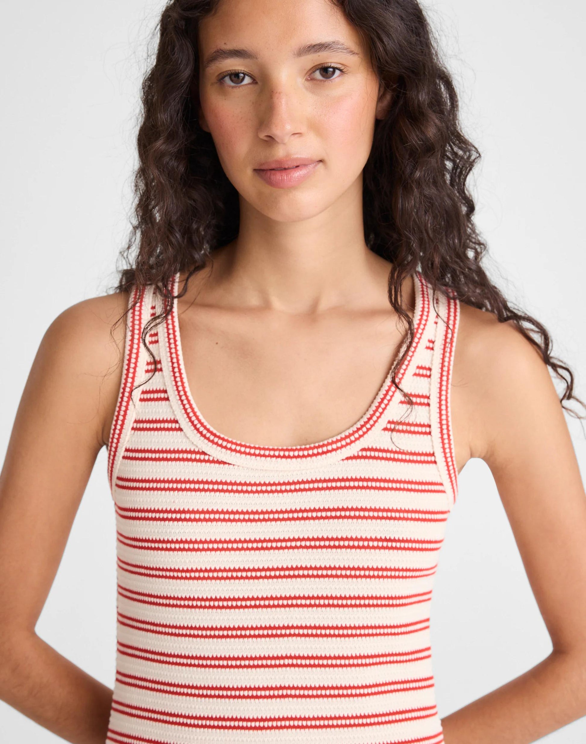 Scoopneck Tank Maxi Dress Red Stripe Jacquard | Madewell