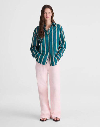 Madewell x Shopbop  Easy Shirt in Poplin Deep Lagoon Stripe | Madewell