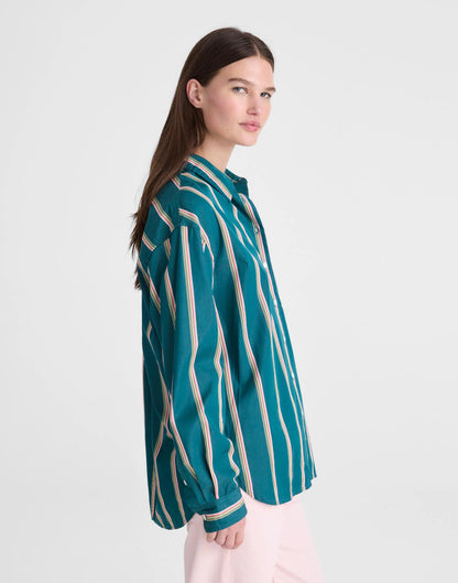 Madewell x Shopbop  Easy Shirt in Poplin Deep Lagoon Stripe | Madewell