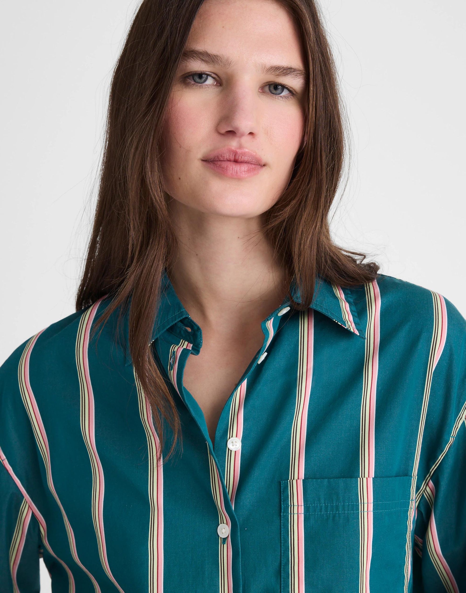 Madewell x Shopbop  Easy Shirt in Poplin Deep Lagoon Stripe | Madewell