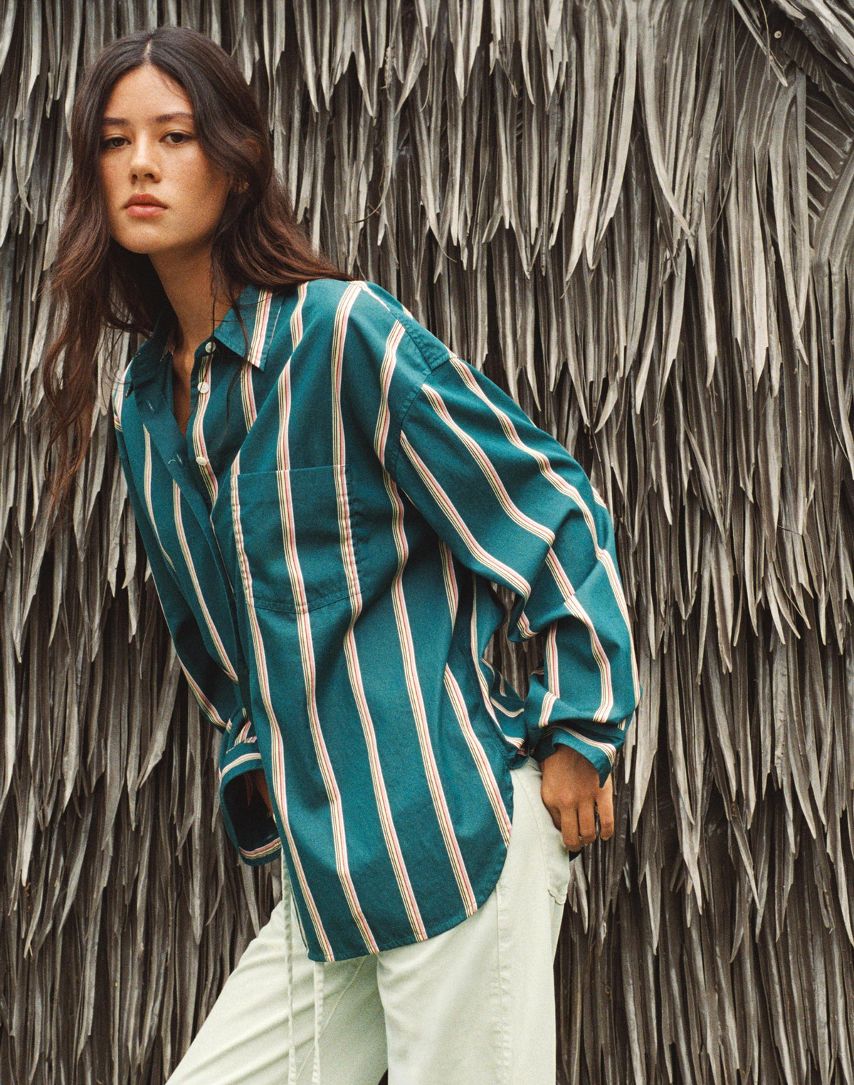Madewell x Shopbop  Easy Shirt in Poplin Deep Lagoon Stripe | Madewell