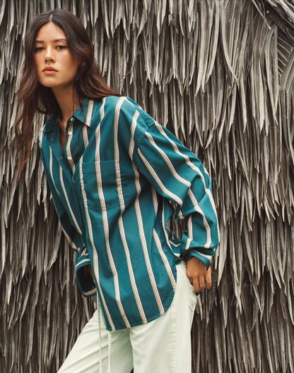Madewell x Shopbop  Easy Shirt in Poplin Deep Lagoon Stripe | Madewell