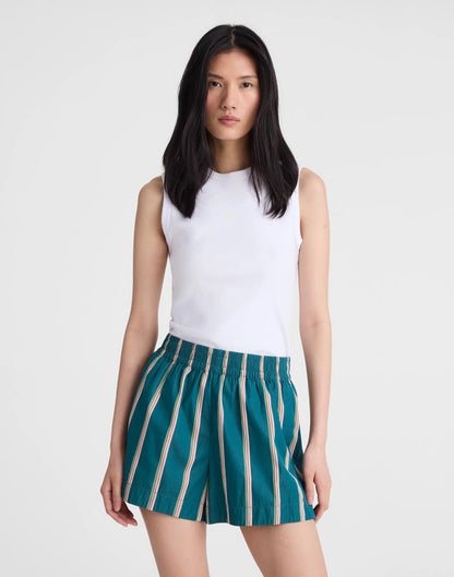 Madewell x Shopbop Pull-On Shorts in Poplin Deep Lagoon Stripe | Madewell