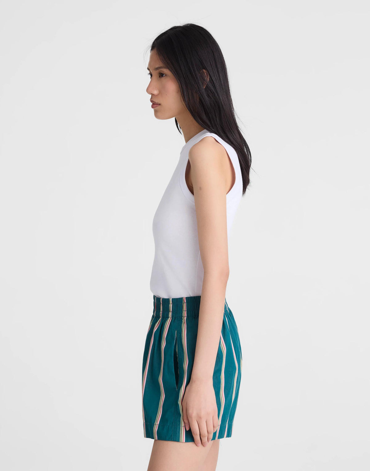 Madewell x Shopbop Pull-On Shorts in Poplin Deep Lagoon Stripe | Madewell