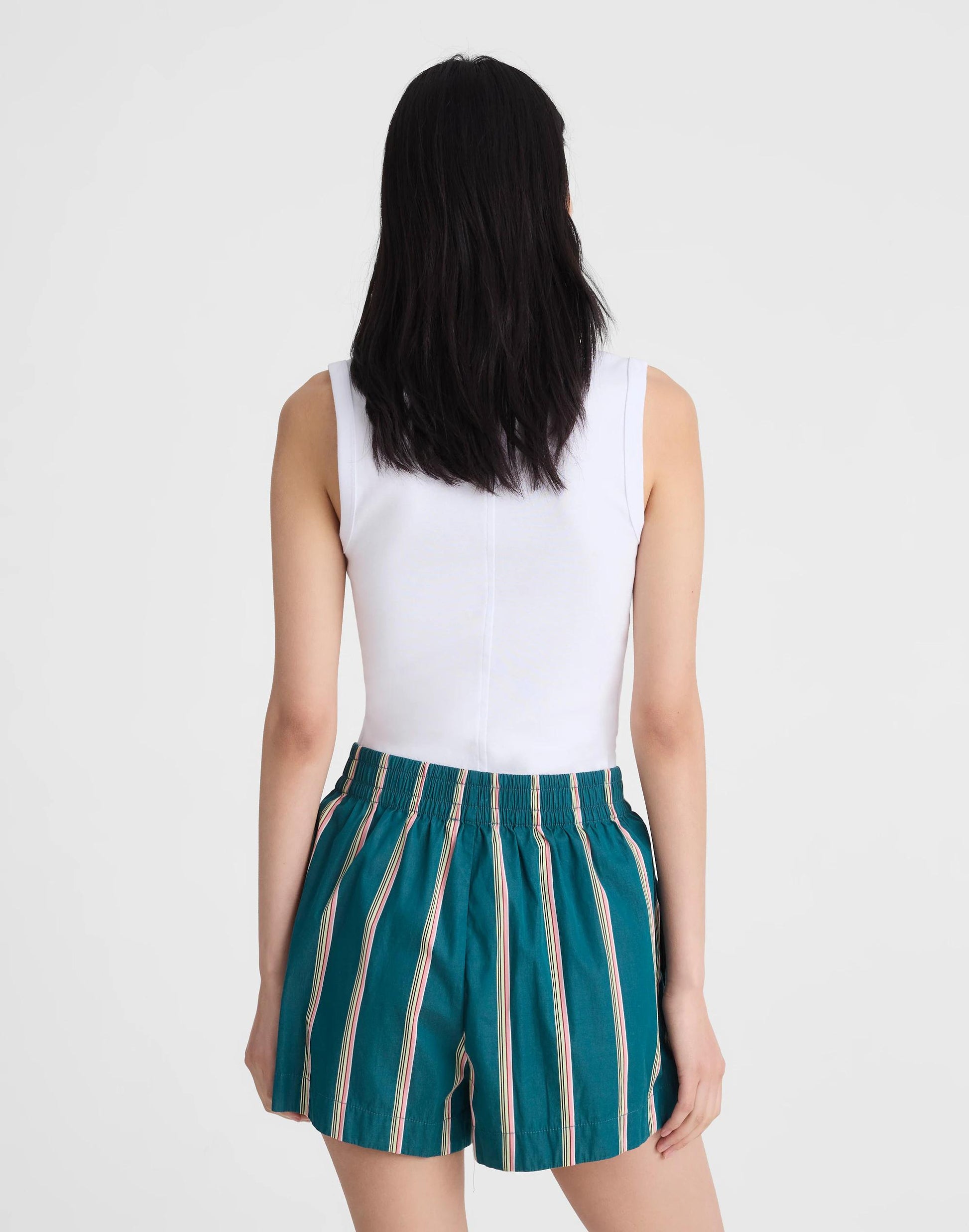 Madewell x Shopbop Pull-On Shorts in Poplin Deep Lagoon Stripe | Madewell