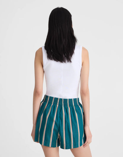 Madewell x Shopbop Pull-On Shorts in Poplin Deep Lagoon Stripe | Madewell
