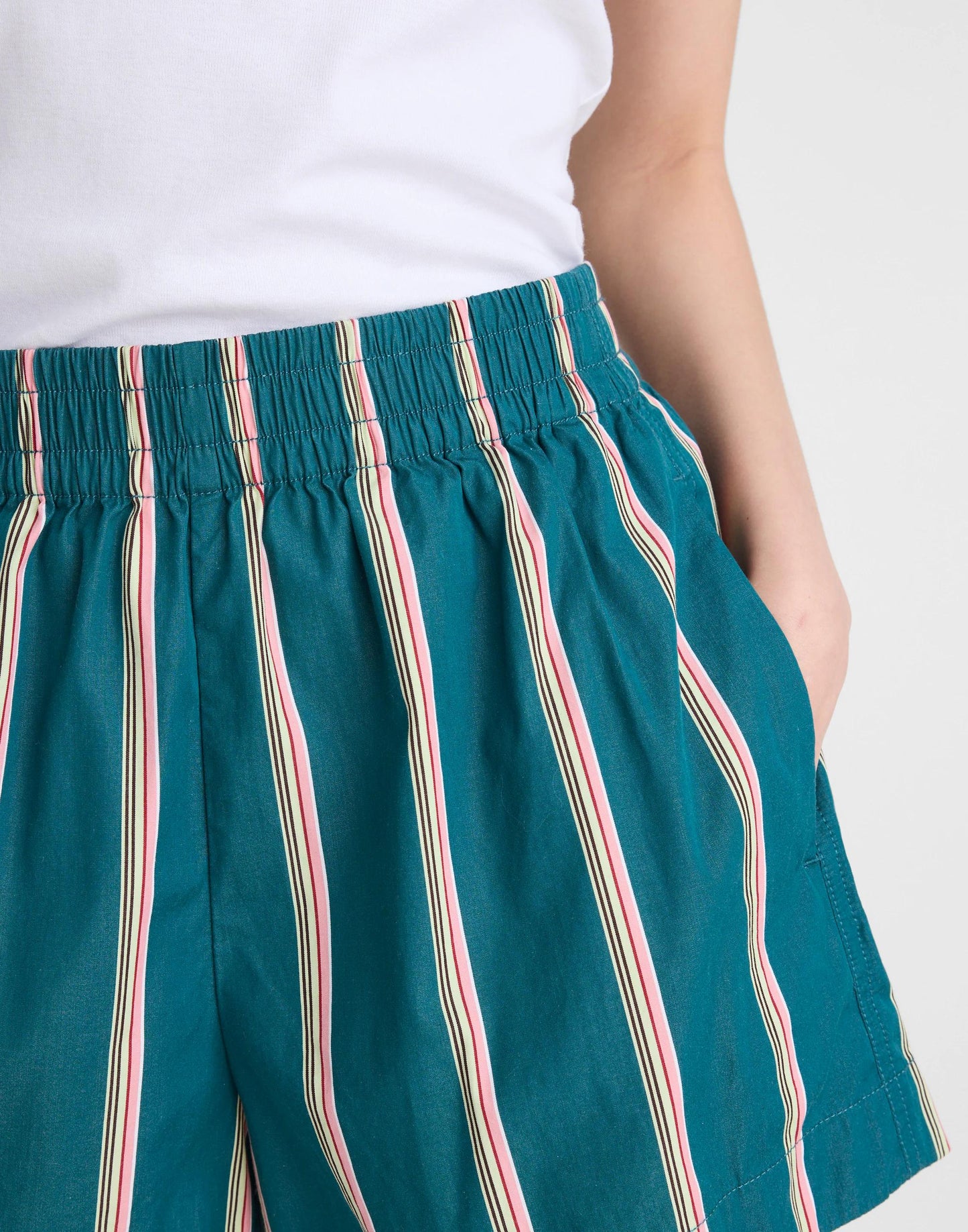 Madewell x Shopbop Pull-On Shorts in Poplin Deep Lagoon Stripe | Madewell