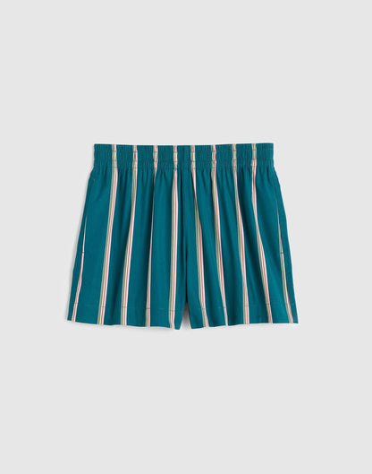 Madewell x Shopbop Pull-On Shorts in Poplin Deep Lagoon Stripe | Madewell