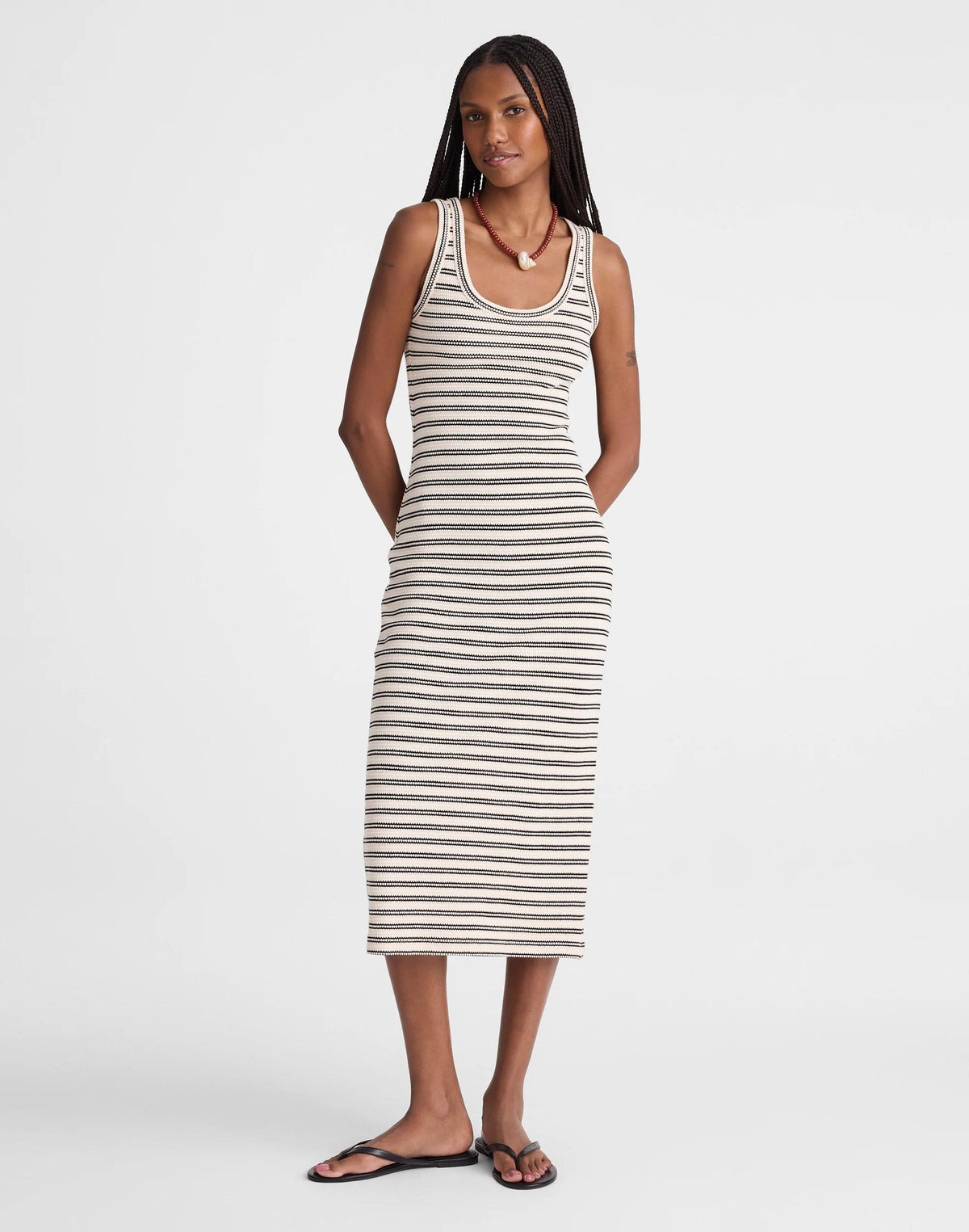 Scoopneck Tank Maxi Dress Black Stripe Jacquard | Madewell