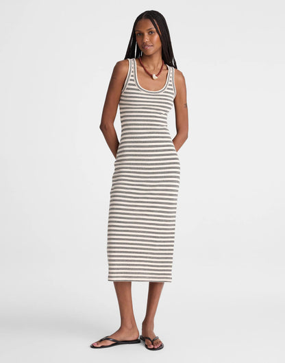 Scoopneck Tank Maxi Dress Black Stripe Jacquard | Madewell