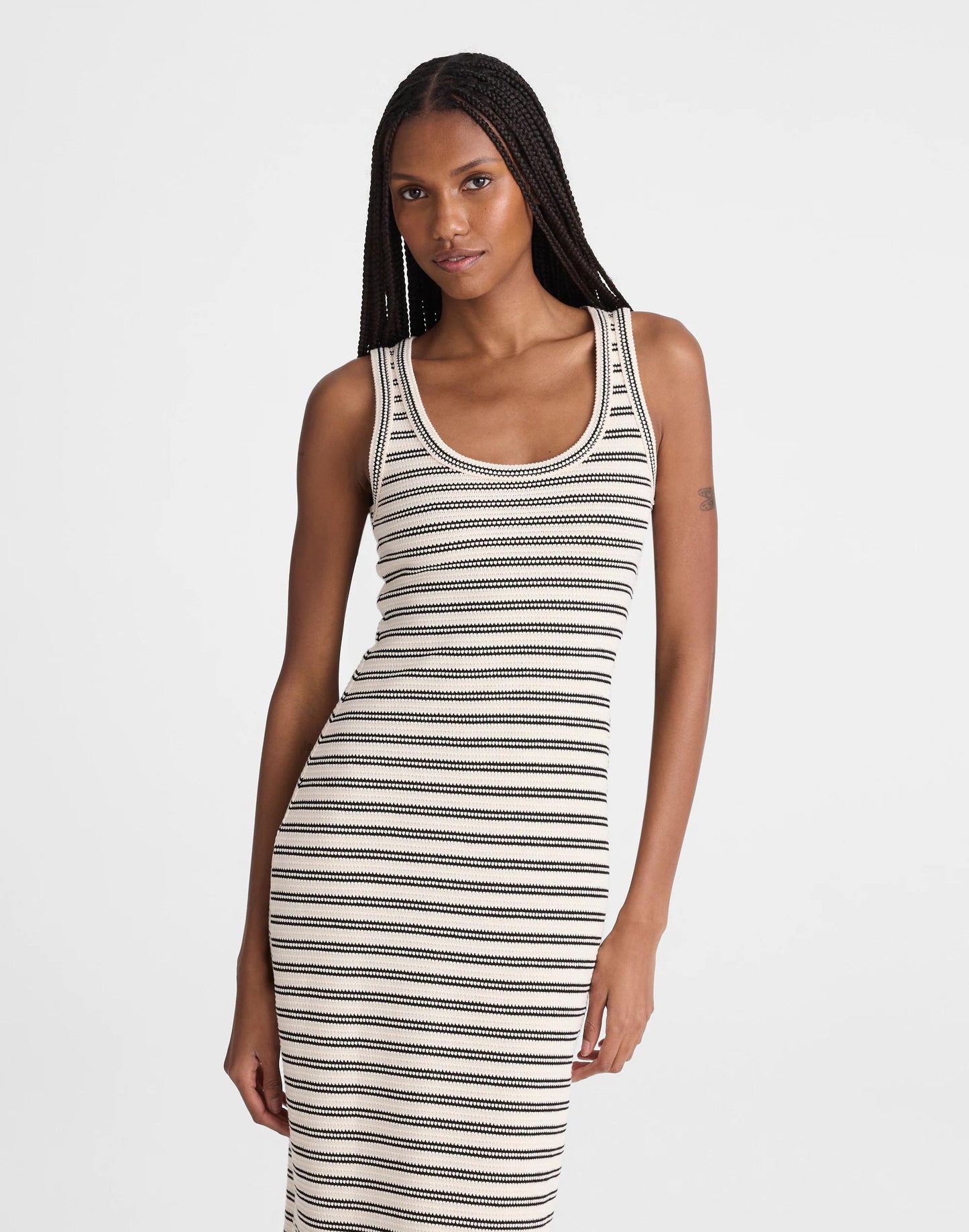 Scoopneck Tank Maxi Dress Black Stripe Jacquard | Madewell