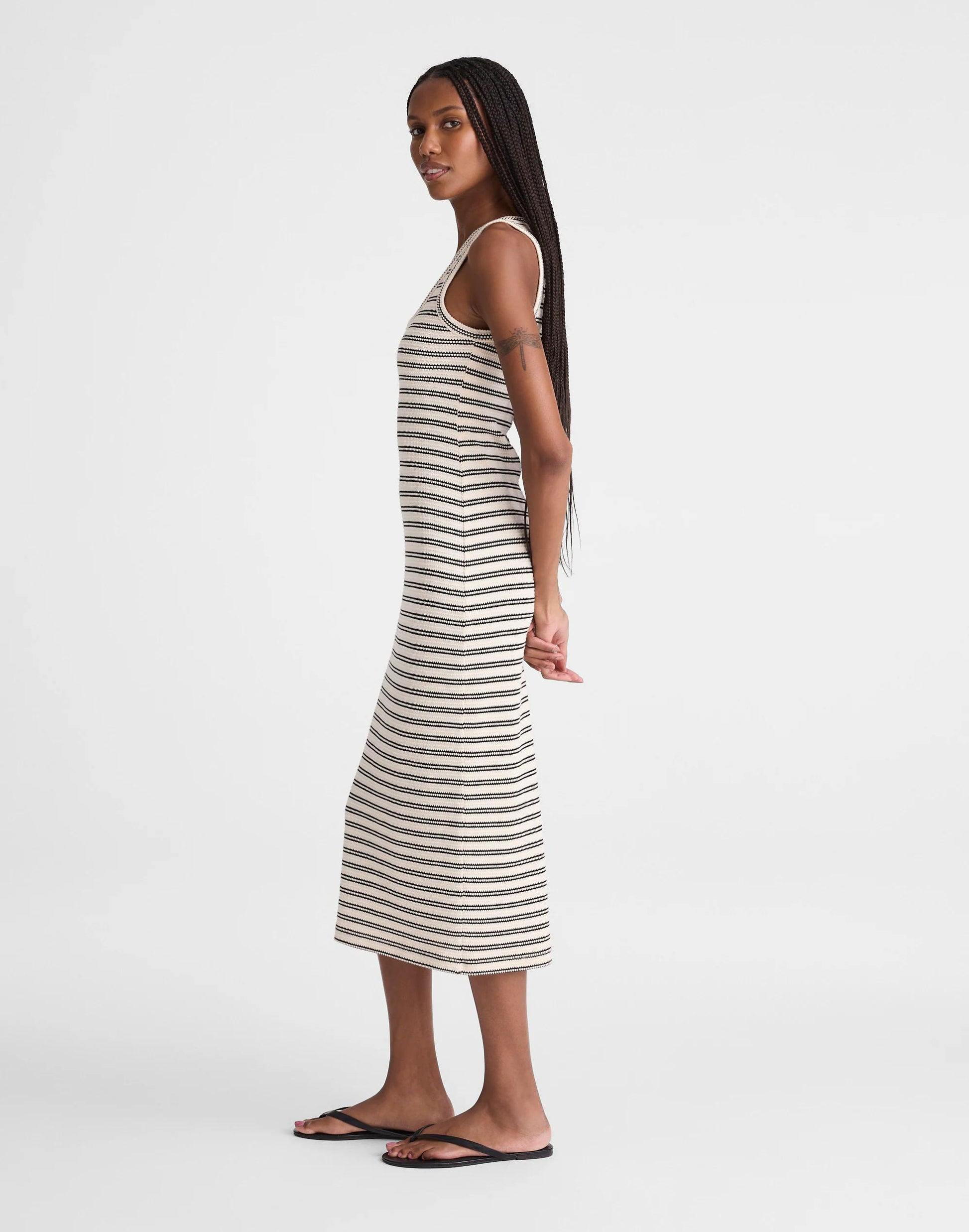 Scoopneck Tank Maxi Dress Black Stripe Jacquard | Madewell
