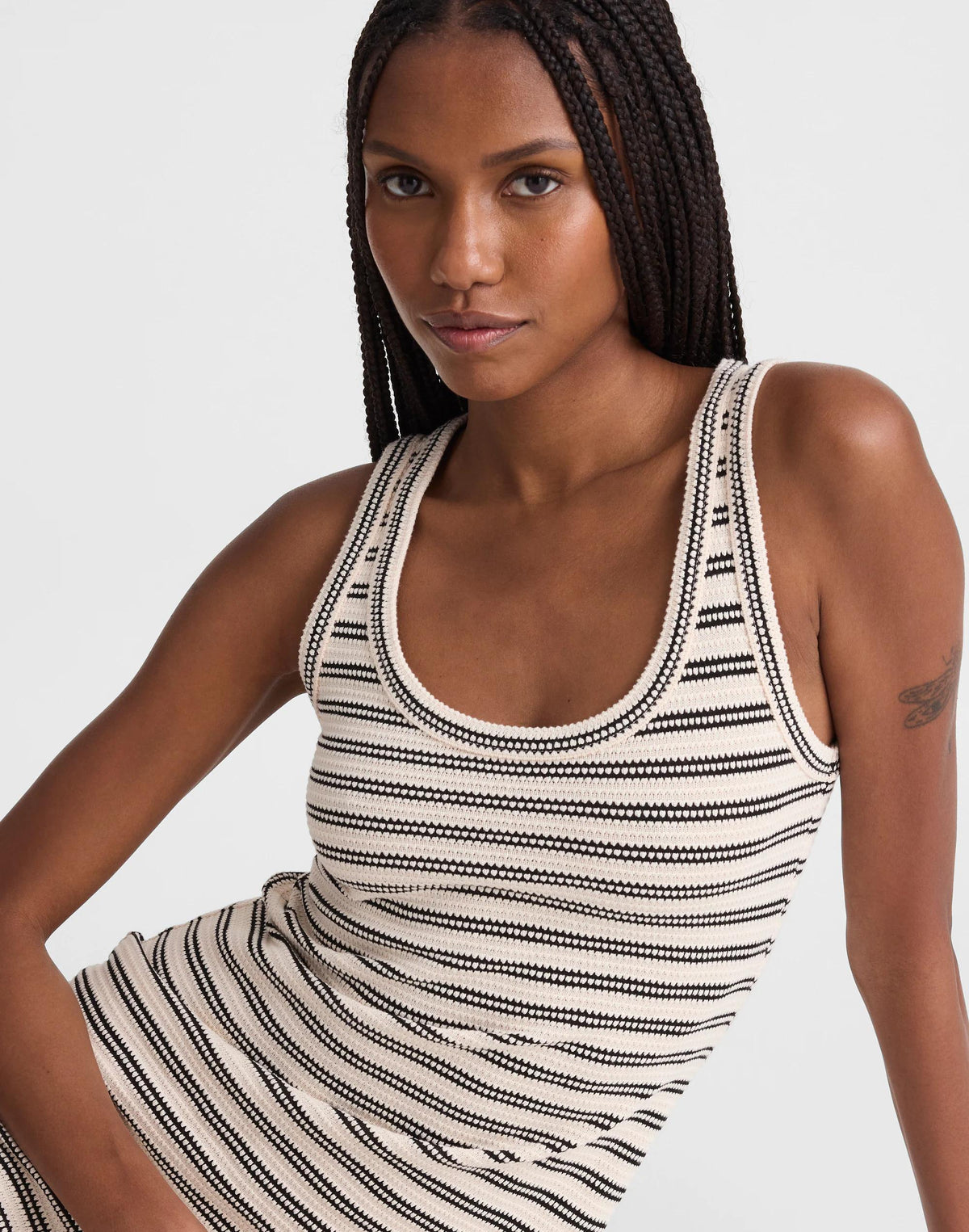 Scoopneck Tank Maxi Dress Black Stripe Jacquard | Madewell