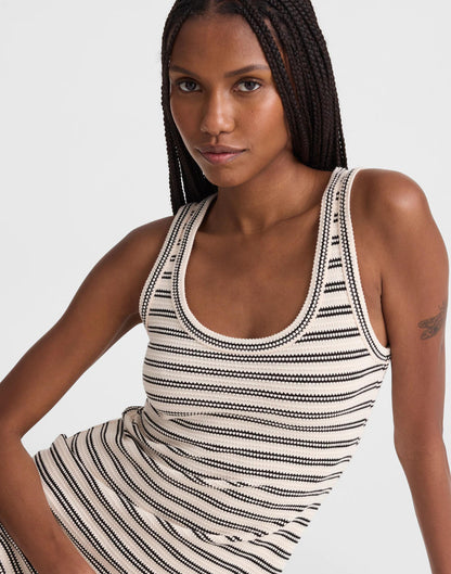 Scoopneck Tank Maxi Dress Black Stripe Jacquard | Madewell