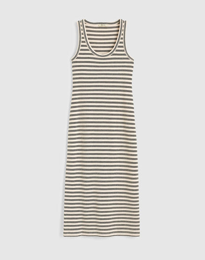 Scoopneck Tank Maxi Dress Black Stripe Jacquard | Madewell