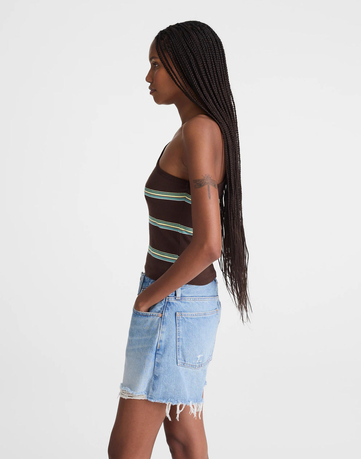 Madewell x Shopbop '90s One-Shoulder Tank in Compact Cotton Dark Brown | Madewell