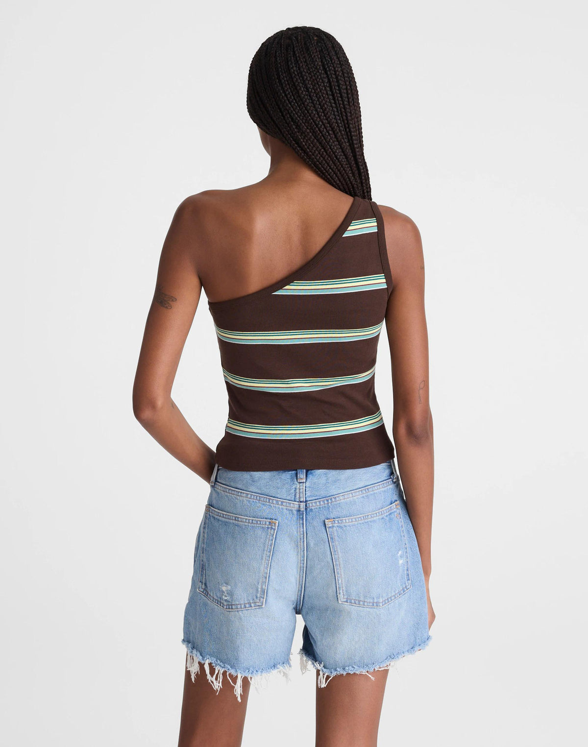 Madewell x Shopbop '90s One-Shoulder Tank in Compact Cotton Dark Brown | Madewell