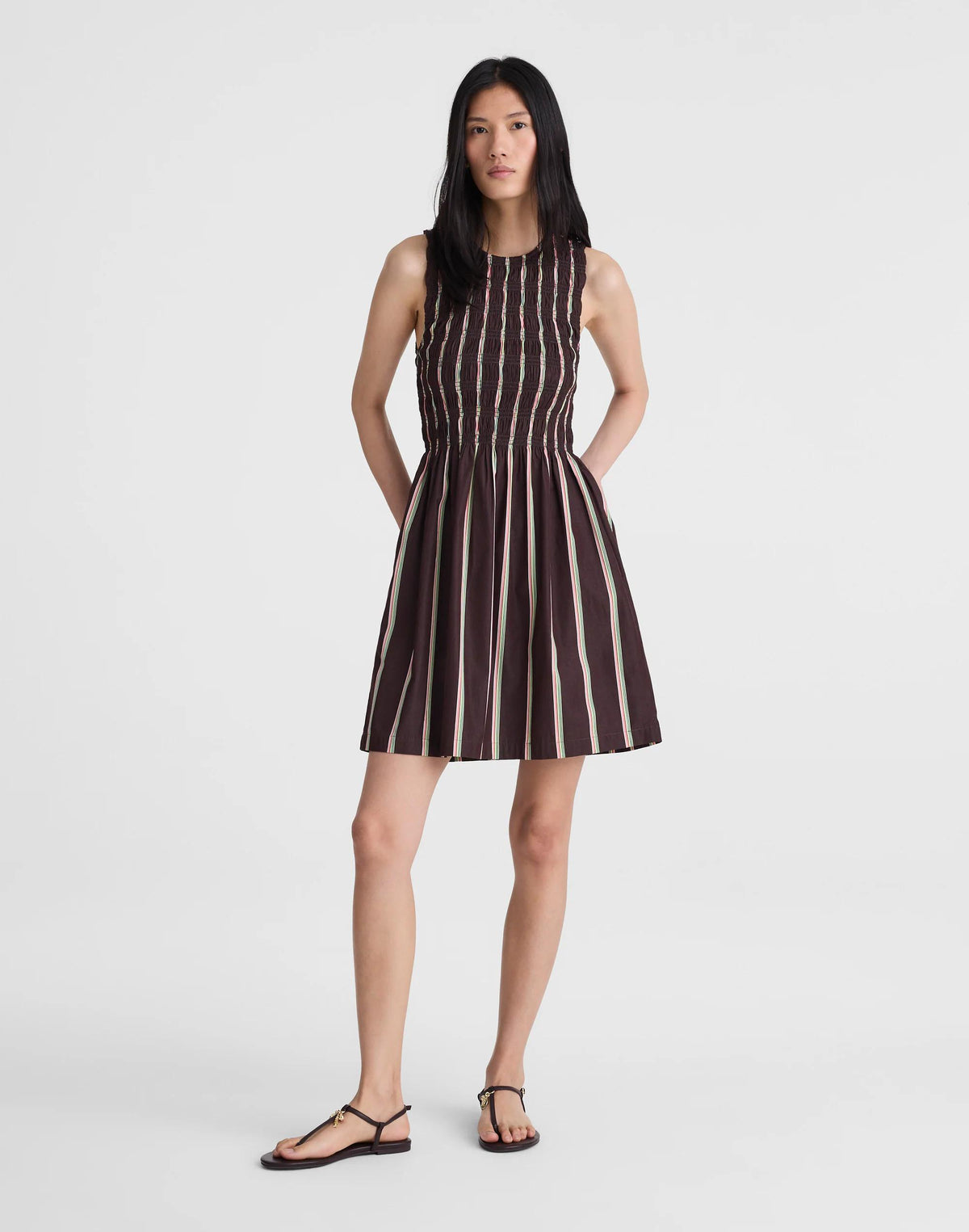 Madewell x Shopbop Melody Smocked Mini Dress Burnt Cocoa | Madewell