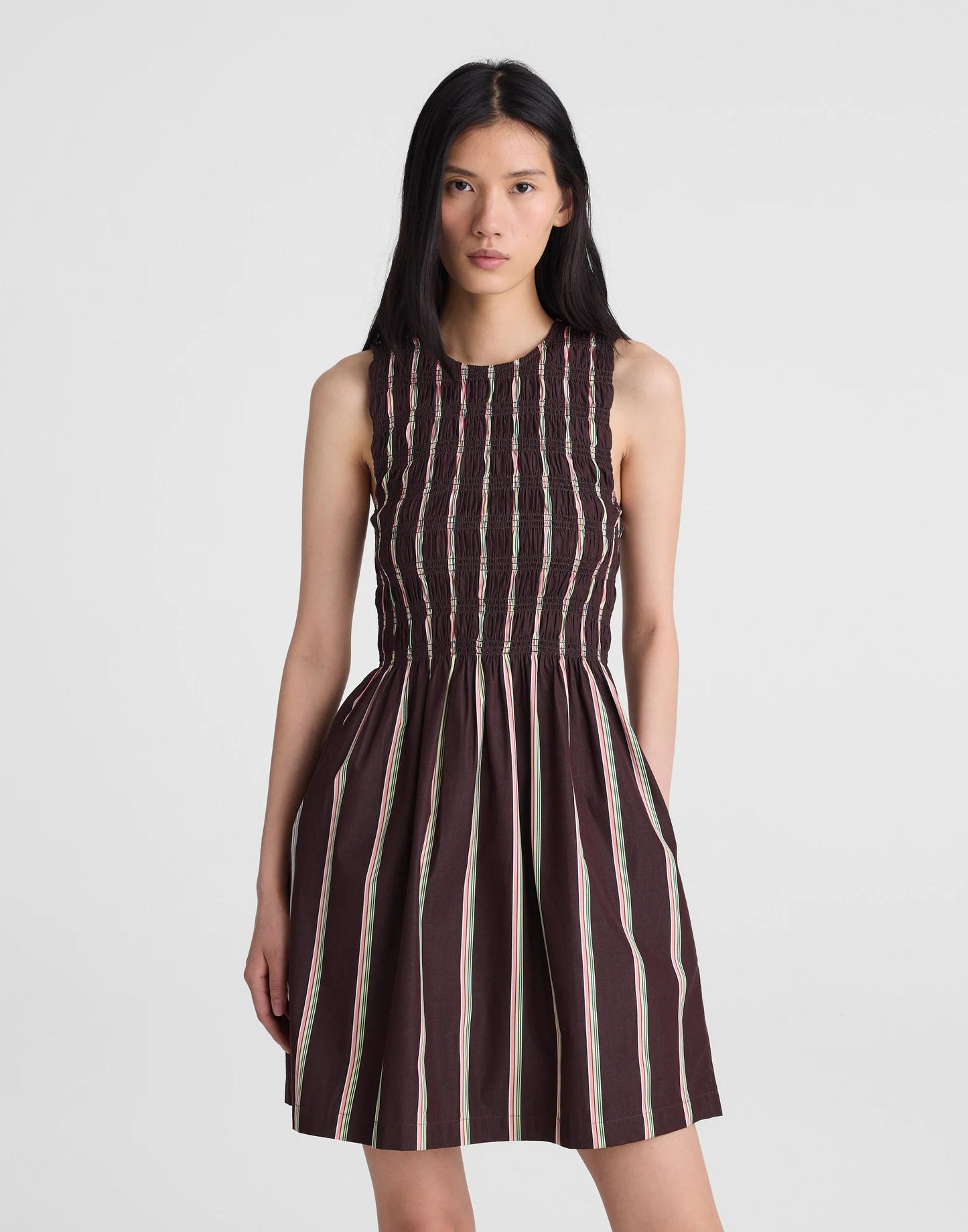 Madewell x Shopbop Melody Smocked Mini Dress Burnt Cocoa | Madewell