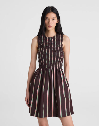Madewell x Shopbop Melody Smocked Mini Dress Burnt Cocoa | Madewell