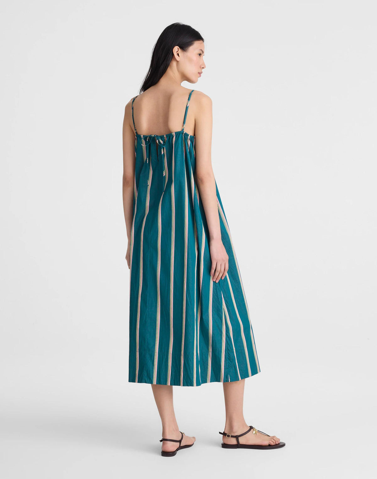 Madewell x Shopbop Gathered A-Line Midi Dress Deep Lagoon Stripe | Madewell