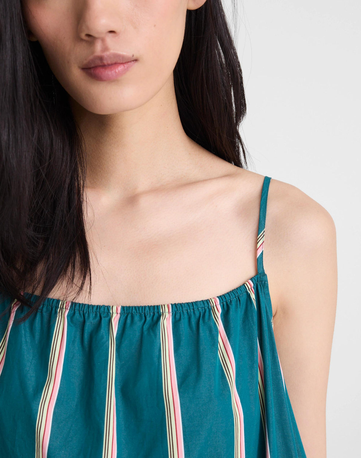 Madewell x Shopbop Gathered A-Line Midi Dress Deep Lagoon Stripe | Madewell