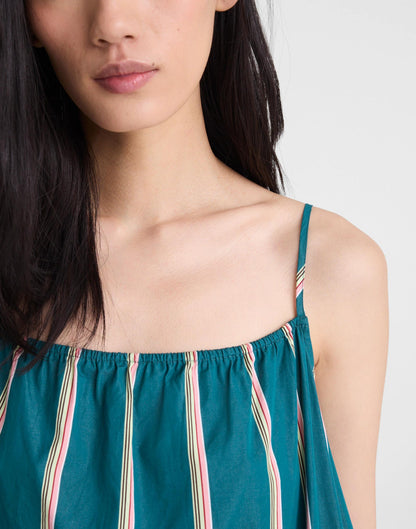 Madewell x Shopbop Gathered A-Line Midi Dress Deep Lagoon Stripe | Madewell
