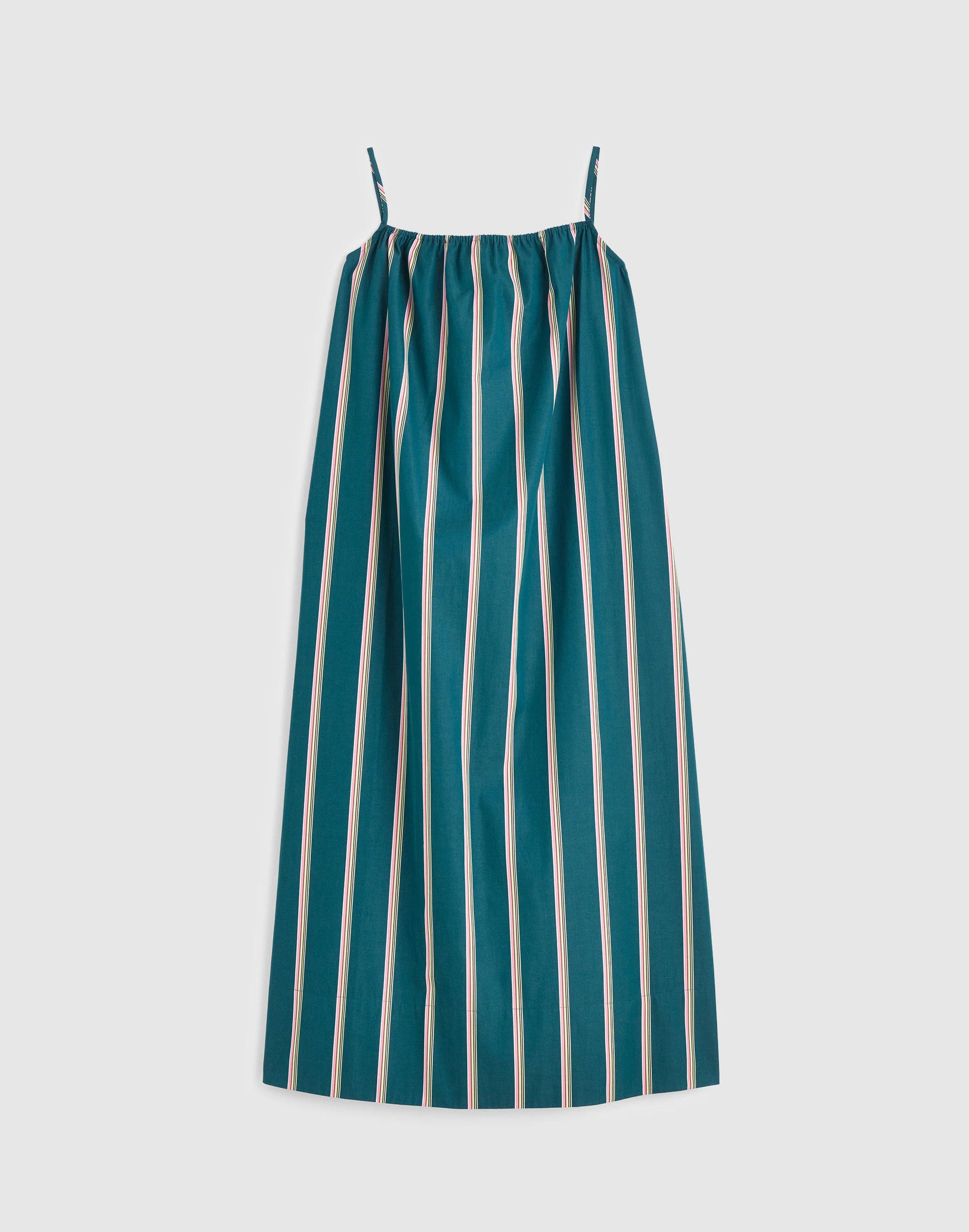 Madewell x Shopbop Gathered A-Line Midi Dress Deep Lagoon Stripe | Madewell