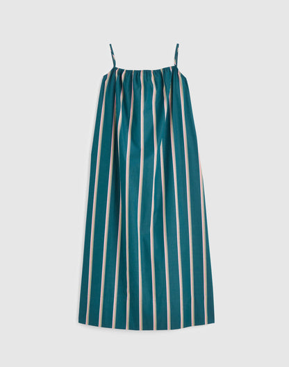Madewell x Shopbop Gathered A-Line Midi Dress Deep Lagoon Stripe | Madewell