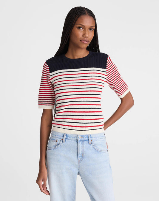 Bouclé-Knit Sweater Tee Red And Navy Multi Stripe | Madewell